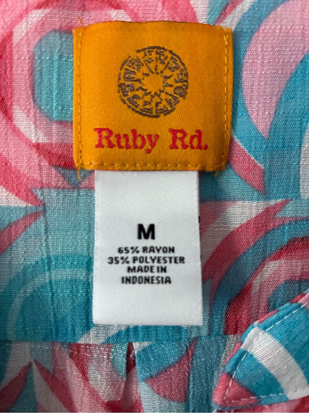 Ruby Rd. Pink & Blue Printed Button-Front Blouse - Picture 3 of 5